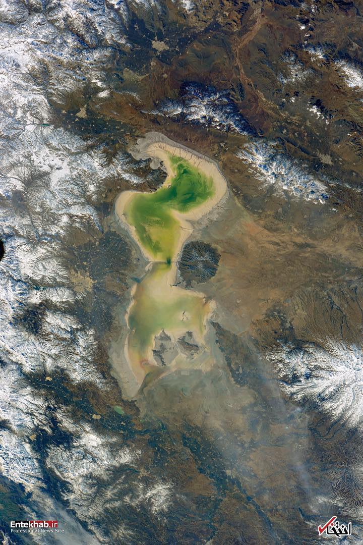 تصویر دریاچه ارومیه در اینستاگرام فضانورد روس