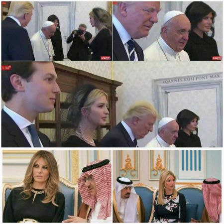 پوشش متفاوت دختر و همسر ترامپ در عربستان سعودی و دیدار با پاپ! +عکس