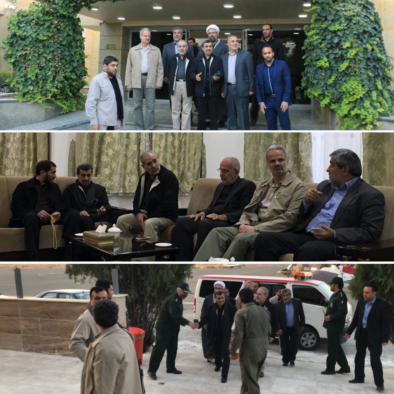 احمدی‌نژاد هم برای بازدید از مناطق زلزله‌زده به کرمانشاه رفت +عکس