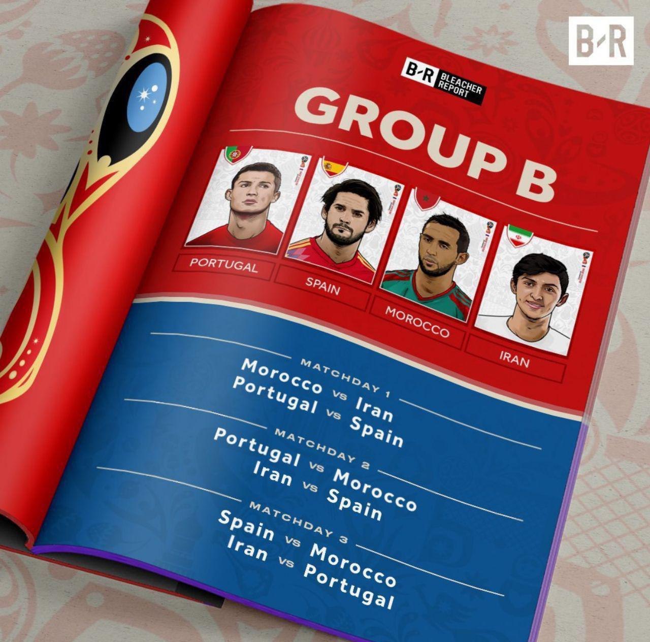 طرح بلیچر ریپورت از گروه مرگ جام جهانی ۲۰۱۸ با حضور تیم ملی ایران +عکس