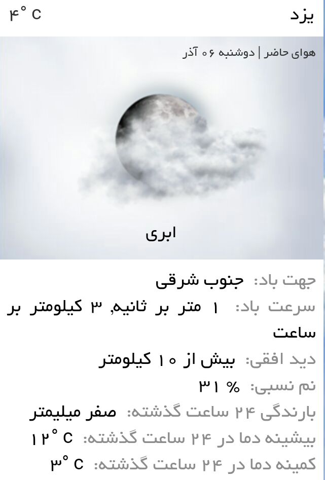 وضعیت امروز آب و هوای استان یزد