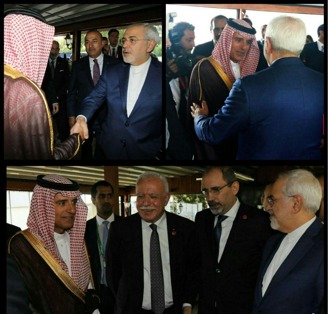 وزير خارجه عربستان، ظريف را در آغوش کشید +عکس