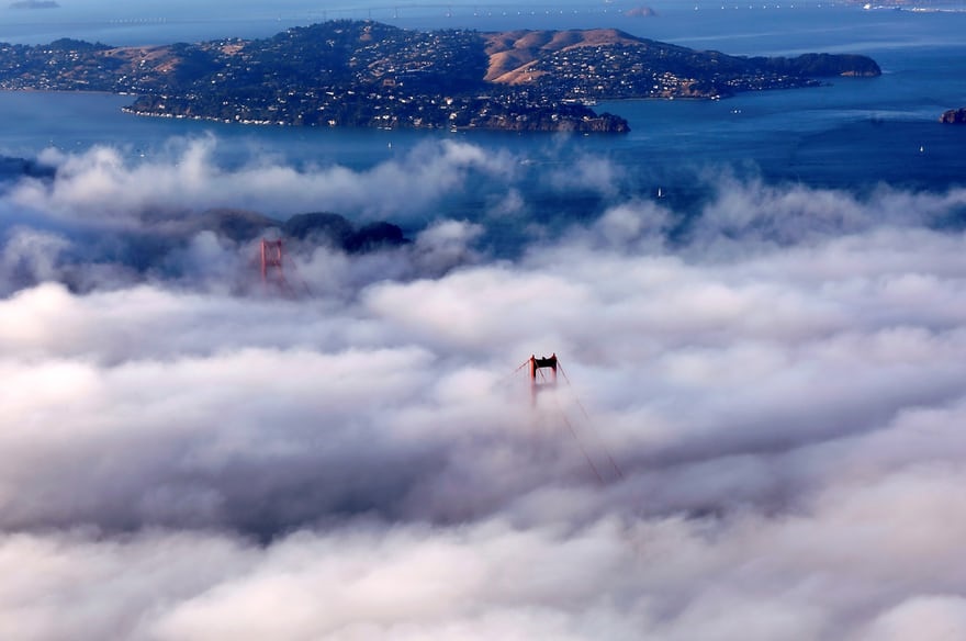نمایی زیبا از پل معلق «گلدن گیت» سانفرانسیسکو +عکس