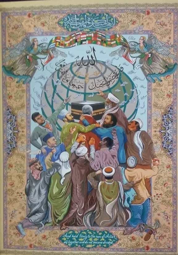 وحدت مسلمانان جهان در تابلو فرش ایرانی +عکس